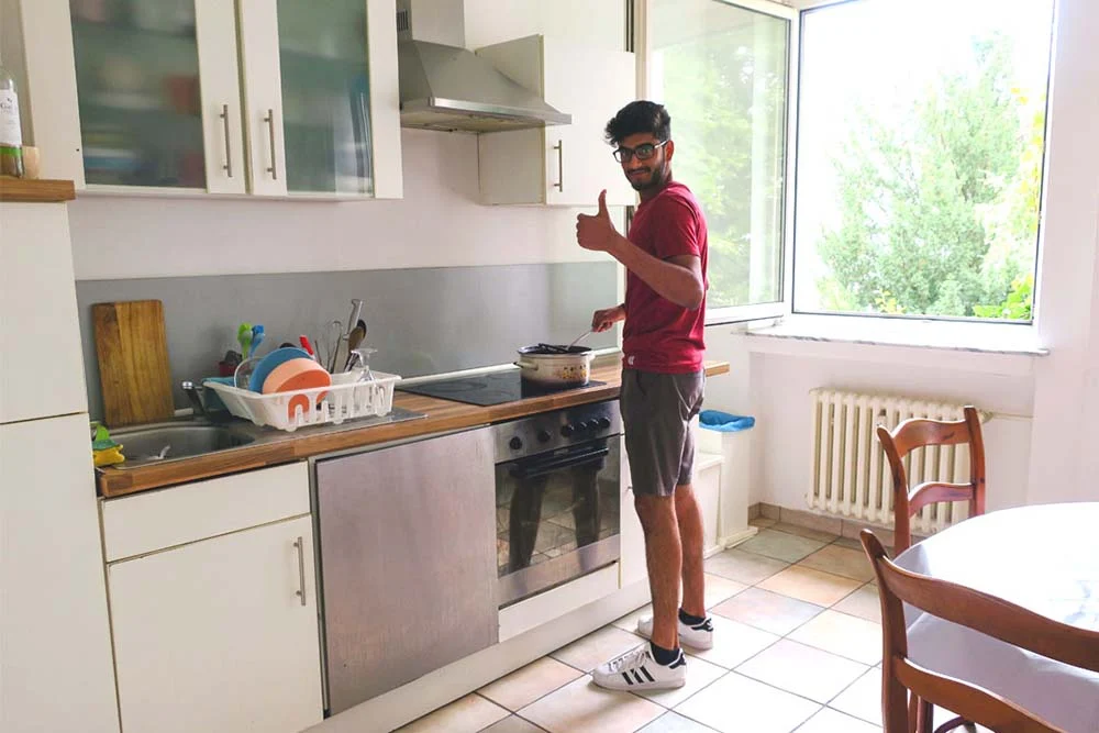 Cuisine partagée du logement étudiant, séjour linguistique à Düsseldorf, Allemagne